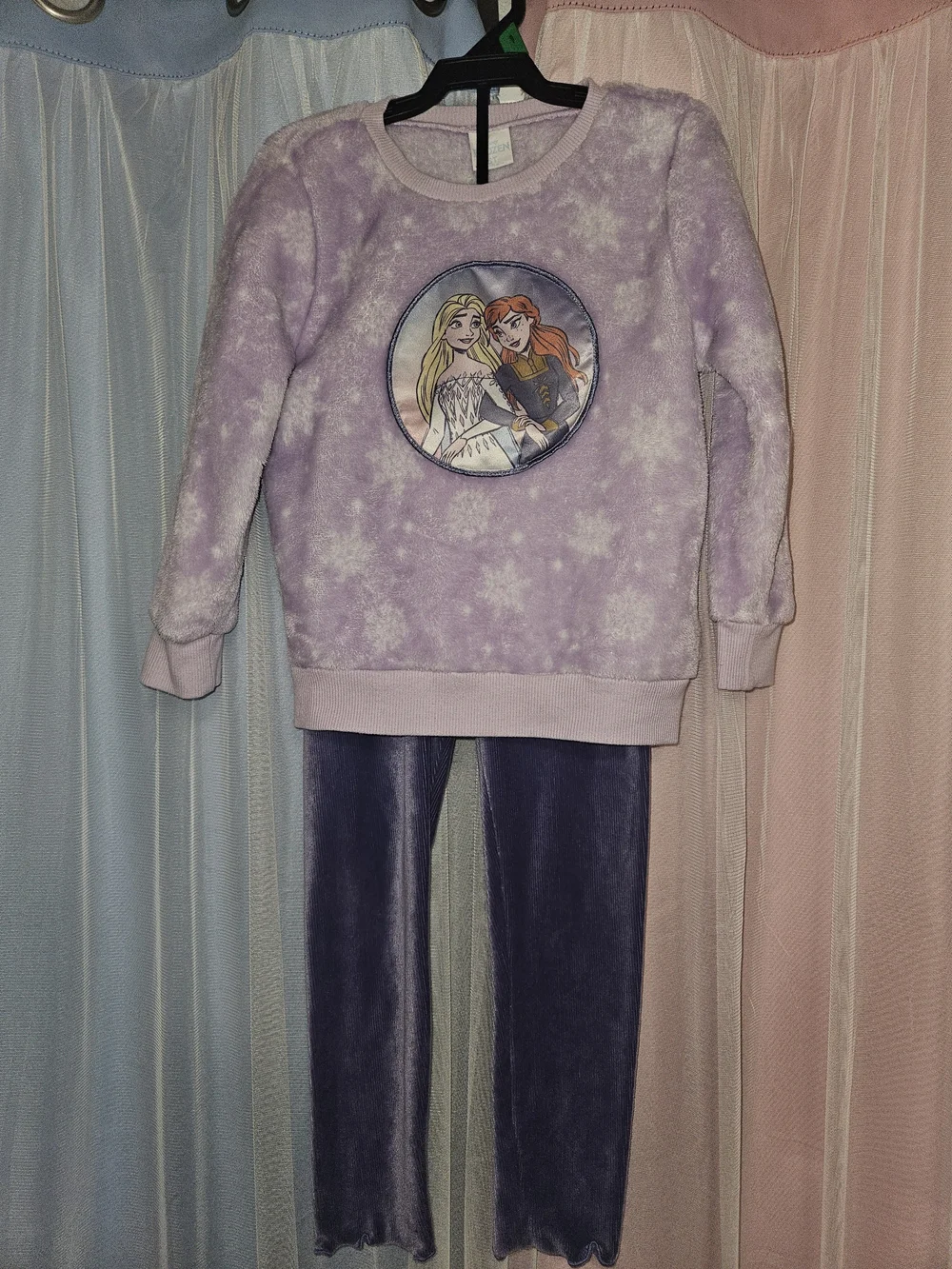 Disney Frozen Elsa Anna Fleece Velour Outfit Set Girls 5T